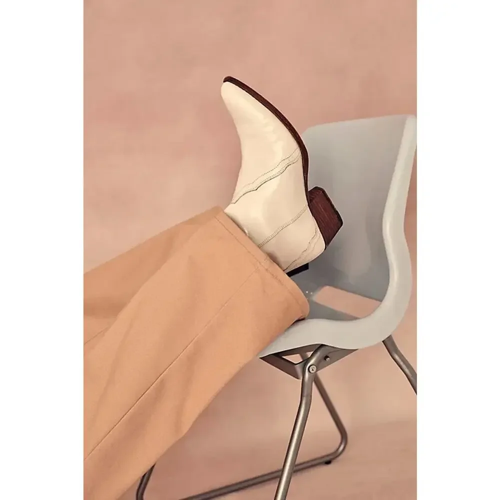New Free People Boots 36.5 White Patent Leather New Frontier Cowboy Western
